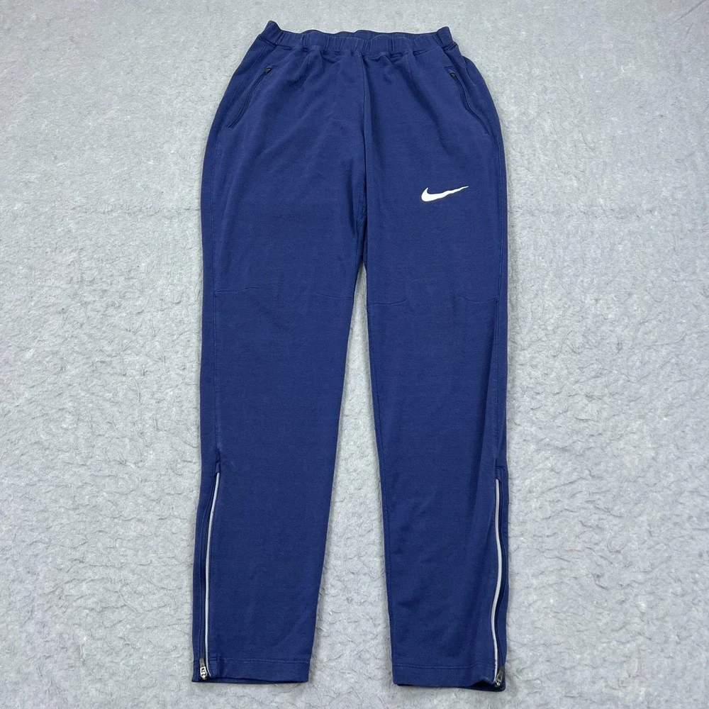 Nike Pro‎ Elite Pants Mens Medium Blue Ankle Zip Track & Field Joggers 848916